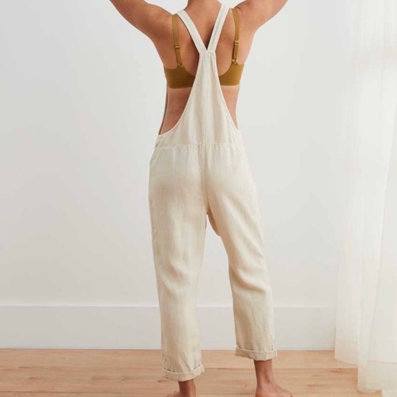 Aerie Cream Utility Twill Linen Overalls - Picture 5 of 6